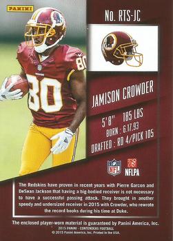 2015 Panini Contenders - Rookie Ticket Swatches Team Helmets #RTS-JC Jamison Crowder Back