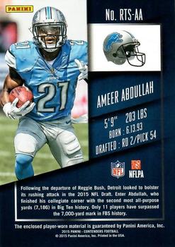 2015 Panini Contenders - Rookie Ticket Swatches Team Helmets #RTS-AA Ameer Abdullah Back