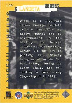 1998 Upper Deck ShopKo Green Bay Packers II - Lambeau Lineups #LL30 Sean Landeta Back