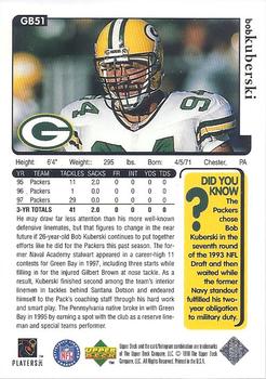 1998 Upper Deck ShopKo Green Bay Packers I - Title Defense #GB51 Bob Kuberski Back