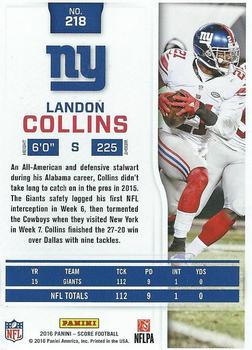 2016 Score #218 Landon Collins Back