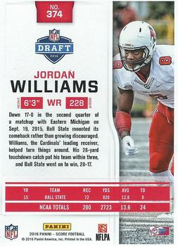 2016 Score #374 Jordan Williams Back