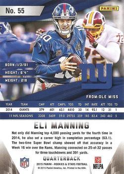 2015 Panini Rookies & Stars - Longevity #55 Eli Manning Back