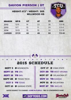 2015 TCU Horned Frogs Schedules #NNO Davion Pierson Back