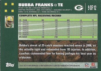 2007 Topps Green Bay Packers #9 Bubba Franks Back