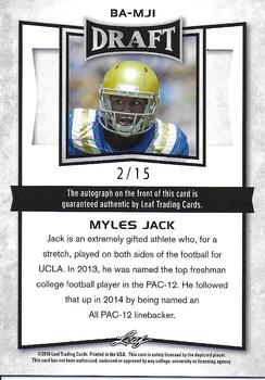 2016 Leaf Metal Draft - Black #BA-MJ1 Myles Jack Back