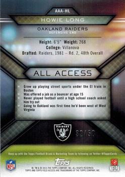 2015 Topps Field Access - All Access Green #AAA-HL Howie Long Back