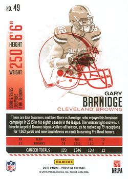 2016 Panini Prestige #49 Gary Barnidge Back