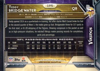 2015 Topps - Super Bowl 50 #195 Teddy Bridgewater Back