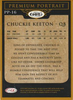 2016 SAGE HIT - Premium Portrait #PP16 Chuckie Keeton Back
