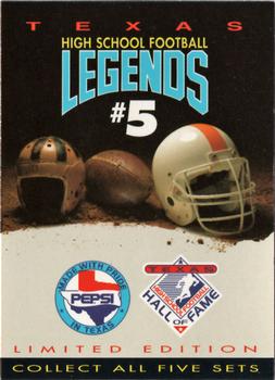 1991 Texas High School Legends #NNO Cover Card #5 Front