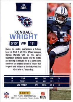 2016 Score - Scorecard #315 Kendall Wright Back