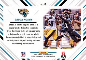 2016 Score - No Fly Zone Gold #8 Davon House Back