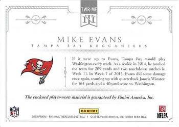 2015 Panini National Treasures - Treasured Receivers #TWR-ME Mike Evans Back
