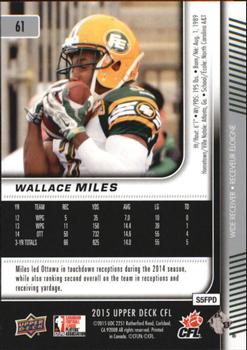 2015 Upper Deck CFL #61 Wallace Miles Back