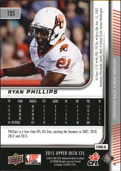 2015 Upper Deck CFL #135 Ryan Phillips Back