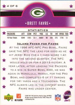 2007 Upper Deck Prilosec Brett Favre Evolution of a Football Legend #4 Brett Favre Back