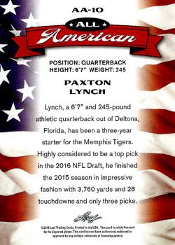 2016 Leaf Draft - All American #AA-10 Paxton Lynch Back
