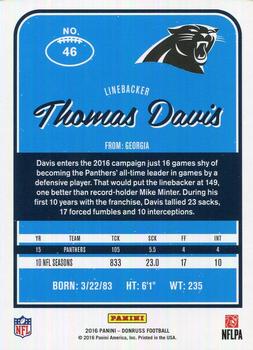 2016 Donruss #46 Thomas Davis Back
