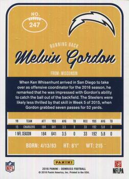2016 Donruss #247 Melvin Gordon Back