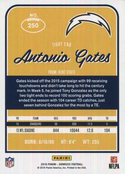 2016 Donruss #250 Antonio Gates Back
