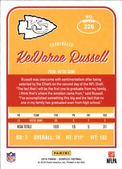2016 Donruss #326 KeiVarae Russell Back