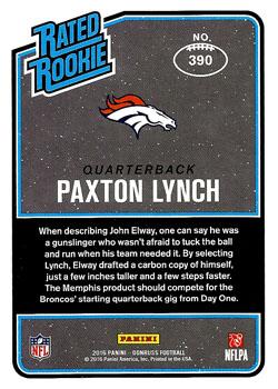 2016 Donruss #390 Paxton Lynch Back