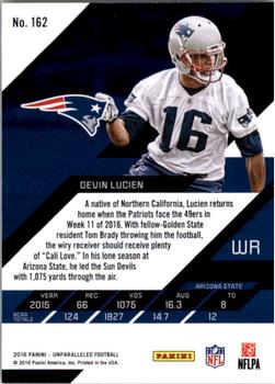 2016 Panini Unparalleled #162 Devin Lucien Back