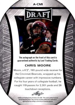 2016 Leaf Draft - Autographs #A-CM1 Chris Moore Back