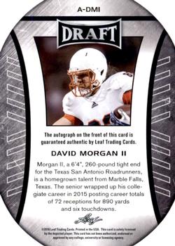 2016 Leaf Draft - Autographs #A-DM1 David Morgan Back