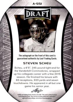 2016 Leaf Draft - Autographs Gold #A-SS1 Steven Scheu Back