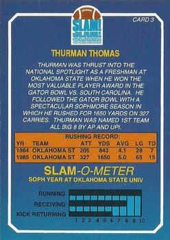 1992 Slam Thurman Thomas (Unlicensed) #3 Thurman Thomas Back