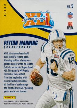 2016 Panini Prestige - Super Bowl Heroes #9 Peyton Manning Back