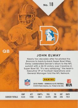 2016 Donruss Elite - Green #18 John Elway Back