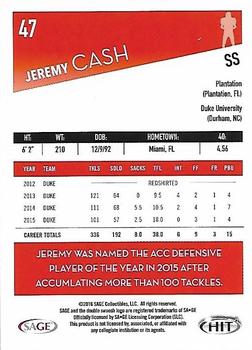 2016 SAGE HIT - Gray #47 Jeremy Cash Back