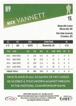 2016 SAGE HIT - Gray #89 Nick Vannett Back