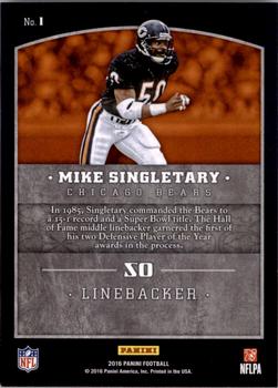 2016 Panini - Legends of the Shield #1 Mike Singletary Back