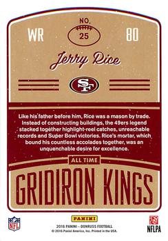 2016 Donruss - All-Time Gridiron Kings #25 Jerry Rice Back