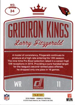 2016 Donruss - Gridiron Kings #34 Larry Fitzgerald Back