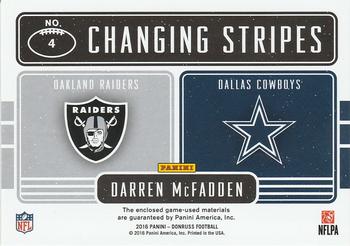 2016 Donruss - Changing Stripes Dual Jerseys Prime #4 Darren McFadden Back