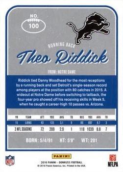 2016 Donruss - Press Proofs Blue #100 Theo Riddick Back