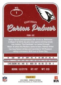 2016 Donruss - Press Proofs Red #1 Carson Palmer Back