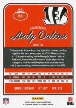 2016 Donruss - Press Proofs Red #58 Andy Dalton Back