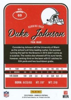 2016 Donruss - Press Proofs Red #69 Duke Johnson Back