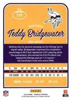 2016 Donruss - Press Proofs Red #170 Teddy Bridgewater Back
