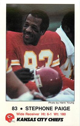 1986 Kansas City Chiefs Police #3 Stephone Paige Front