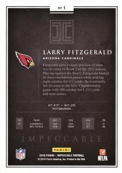 2016 Panini Impeccable #1 Larry Fitzgerald Back