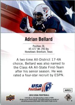 2012 Upper Deck USA Football #1 Adrian Bellard Back