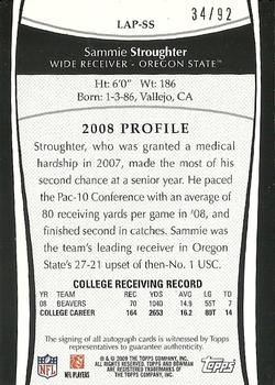 2009 Bowman Draft Picks - College Letter Patch Autographs #LAP-SS Sammie Stroughter Back