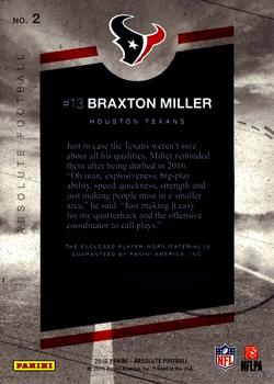 2016 Panini Absolute - Rookie Force Materials Red #2 Braxton Miller Back